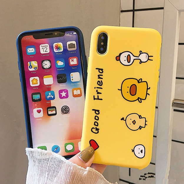 中国直邮 英尼可爱创意卡通小鸡苹果iphone 手机壳藏青色7p 8p 亚米网
