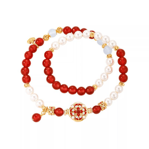 Bao Xiang Bonus Red Agate Hand String Museum Cultural And Creative Gift Double Circle 17cm*1 Piece