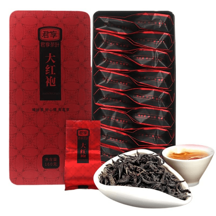 一鹿高升 五段ギフト茶箱セット 中国高級茶ギフト（大紅袍・白茶・水仙など）2箱 中国直送】君香大紅袍岩茶ギフトボックス 160g×1箱 缶ギフトセット 新