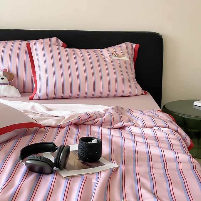 Serenity Stripe Tencel™ Quilt 4Pcs Set Princess Pup Queen Size