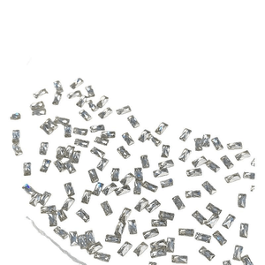 Gaoy Silver Long Zircon Nail Gems, Mini Flat Rhinestones 50pcs