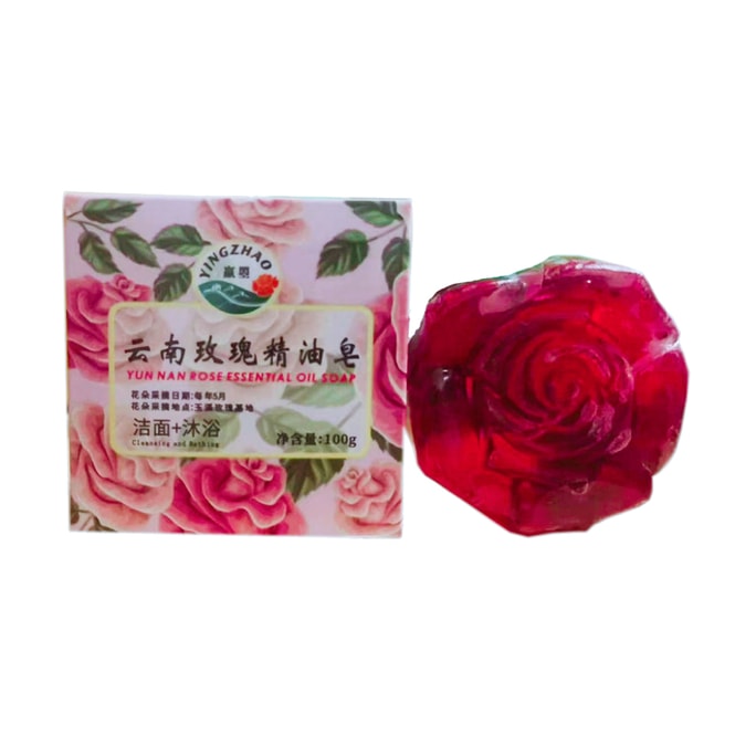 중국 Yingzhao 로즈 에센셜 오일 비누 100g 수제 에센셜 오일 비누 꽃잎 보습 글리세린 에센셜 오일 비누