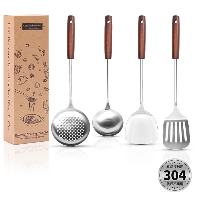 [중고급 4종 주걱 및 국자 세트] Jisheng 4종 주걱 및 국자 세트, 스테인리스 스틸, 두껍고 내구성이 뛰어납니다 - Wang Yuan Jizi 브랜드 Jisheng