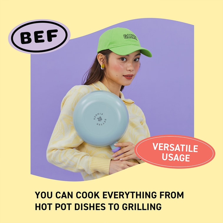 BETTER FINGER Cast Aluminum Wokpan Blue 9" 8