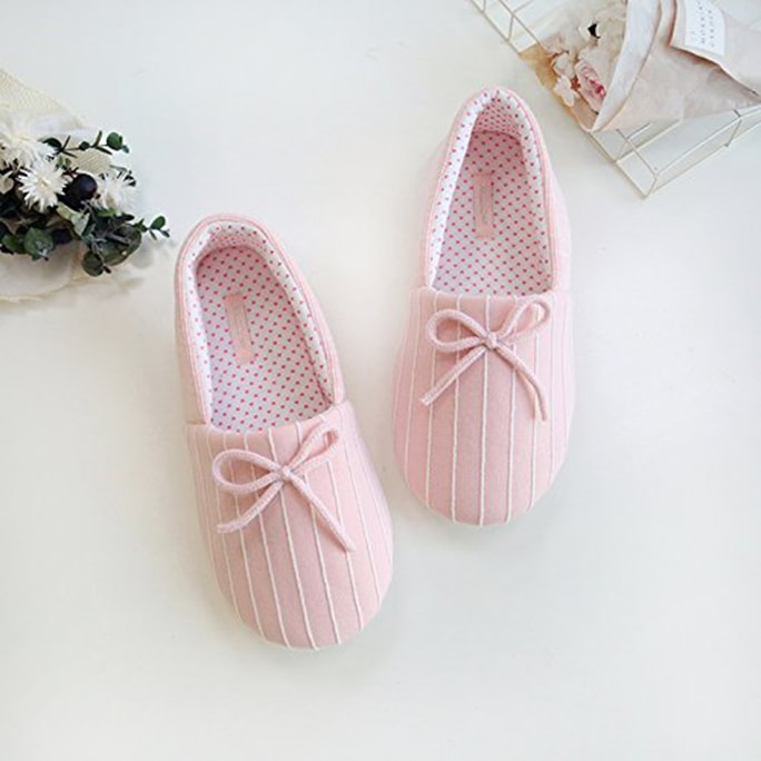 Comfortable Cozy Cotton Pinstripe Memory Foam House Slippers