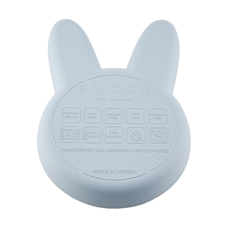 아기 실리콘 접시 먹이기 접시, 토끼 바닐라 블루 12.0인치 x 7.9인치 x 1.3인치 5