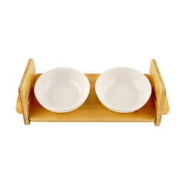 Wooden Cat Bowl Rack Adjustable Height for Cat All Ages