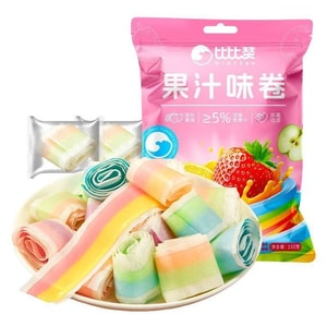 【中国直送】BibiZan 【ミックスフルーツ味】フルーツジュースロールグミ 250g 子供向けおやつCロールグミ 本物のフルーツジュース使用 楽しいロールキャンディ 軽食 シェアパック