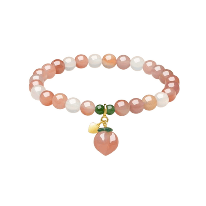 Peach Heart-Shaped Agate Bracelet for Women S925 Silver and Hetian Jade Bracelet 1 Piece
