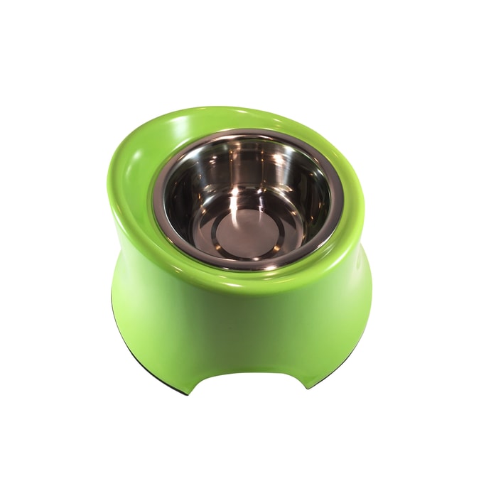 AKIAKDOG 宠物碗 用于小型中大型犬的高架狗碗防泼溅和防滑坚固的三聚氰胺支架减少颈部压力减少反流和呕吐绿色