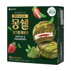 【Livraison directe de Corée】 Corée Lotte Dream Snow Gâteau à la crème de haute qualité saveur matcha fraise 444g (12 pièces de 37g)
