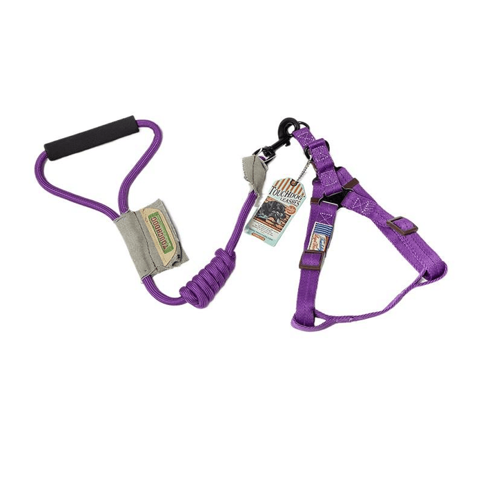 [중국 직배송] 일본산 터치독 강아지 목줄/리드줄 세트 - 편안한 착용감과 탈출 방지 - 퍼플 색상 하네스 + 리드줄 - 사이즈 S