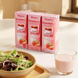 Strawberry Flavored Milk Drink,Korean Sweet and Creamy Beverage,6.8 fl oz*6 Pack【Trending on TikTok】