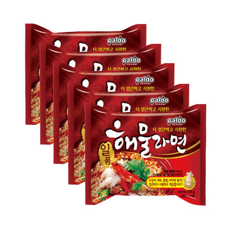 シーフードスープ入りインスタントラーメン、シーフード風味、4.23オンス×5パック 6