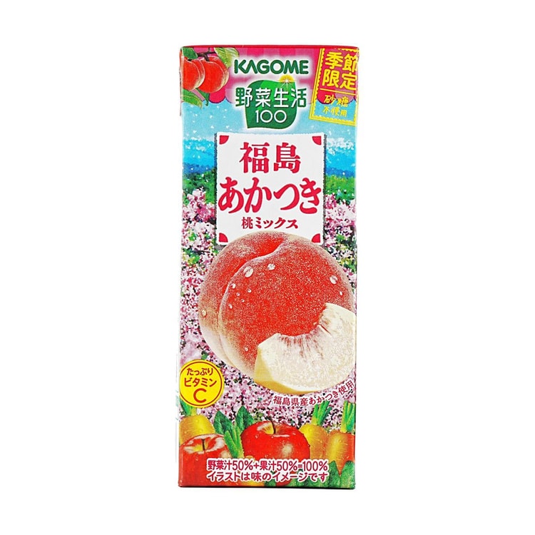 KAGOME Yasai Seikatsu 100 Fukushima Akatsuki Peach Mix 6.59 fl oz