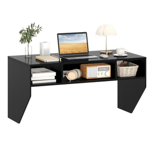 41.5 Inch Wall-Mounted Computer Desk FloatIng Laptop Desk With 3 Storage Compartments-Black