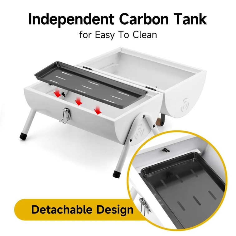 WillBBQ Cylindrical Barbecue Grill-White 7
