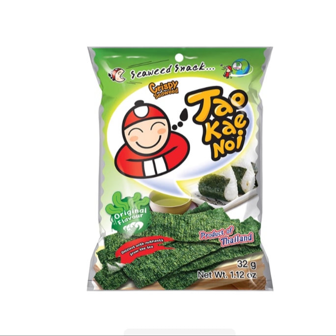 【中國直郵】 泰國 TAO KAE NOI 小老闆 小老闆 原味海苔片 網紅休閒即食零食紫菜 32g*2袋