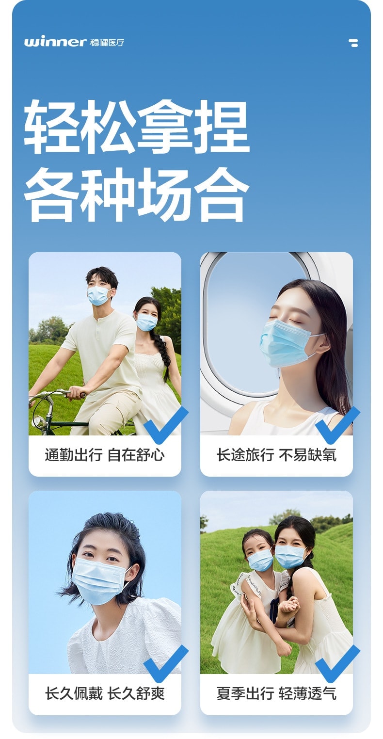 【中國直郵】 穩健 醫用外科口罩 10包裝(合計100只)一次性口罩滅菌 三層防護 透氣不悶