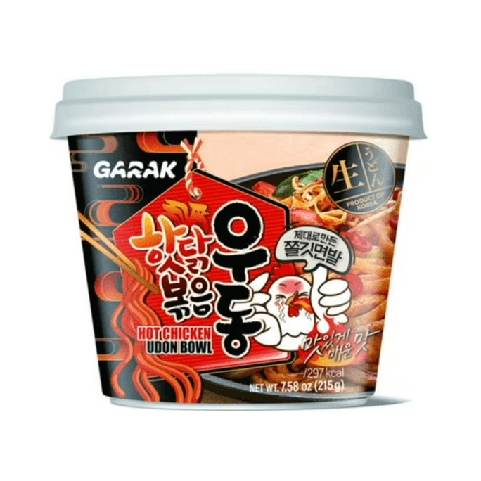 Garak Hot Chicken Udon Bowl | Spicy Instant Chewy Udon Noodles | 7.58 oz