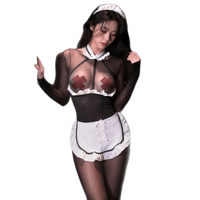 New Arrival Sexy Maid Costume Lingerie Set With Stockings, Cosplay Nightwear 1set