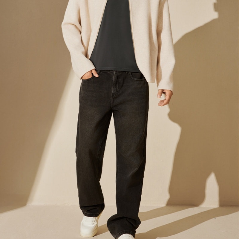 【中国直邮】 草本初色 保暖内衣套装加绒加厚打底衫秋冬男款 XL  一套装  咖色