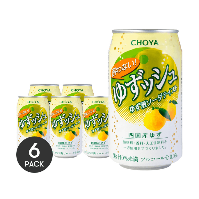Yowanai Yuzu Soda,Non-Alcoholic Sparkling Japanese Citrus Drink, 11.9fl oz *6【6 Packs】