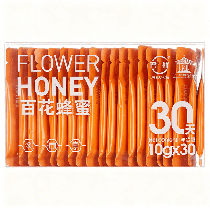 【カナダ直送】君祥 百花蜂蜜、純粋天然野生蜂蜜 300g(10gX 30p)アフタヌーンティーハーブティー飲料用蜂蜜！飲料に溶かしたり、調理・烘焙の調味料として、またはそのまま食べてもOK。個包装でオフィスや家庭に常備。ギフトにも。