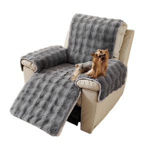 New First-Class Massage Chair Non-Slip Single Seat Cushion - One-Piece Plush Sofa Cushion One-Piece Rabbit Fur 50*185cm (Single Seat Size) Dark Gray