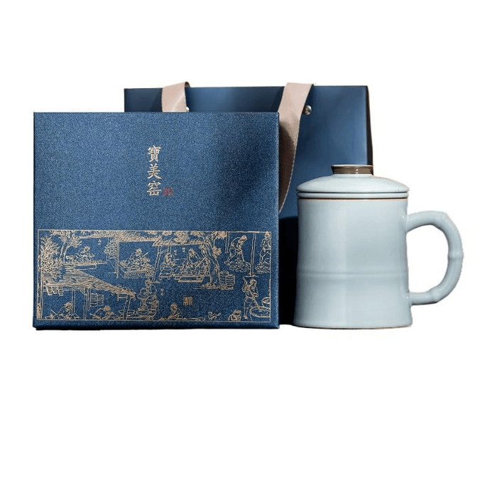 Yipin Qiantang Cultural And Creative Ru Kiln Tea Cup Ceramic Creative Ru Kiln Bamboo Knot - Plain Surface 13 * 12.5 Cm