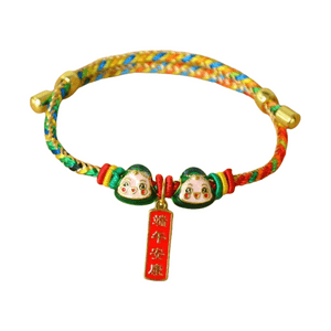 悟实 双福五彩绳 绿色福粽款 手工编制 粽子 原创设计