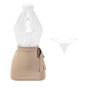 【中国直送】Manyan ランジェリー セクシー Aラインスカート ハイウエスト タイトフィット レーススカート ホワイト フリーサイズ