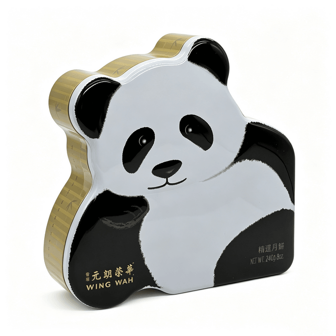 WING WAH Panda‑Shaped Assorted Mooncake Gift Tin 240g, 6 Pieces Mini Assorted Mooncakes, Traditional Pastry | Mid‑Autumn Holiday Gift Box