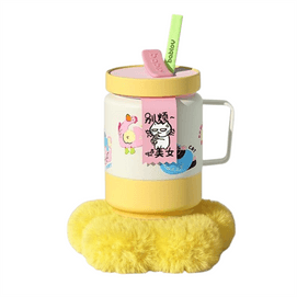 [중국 직배송] 플라워 컴패니언 센 고급 대용량 스테인리스 스틸 커피컵 (빨대 포함, 여성용, 650ml)