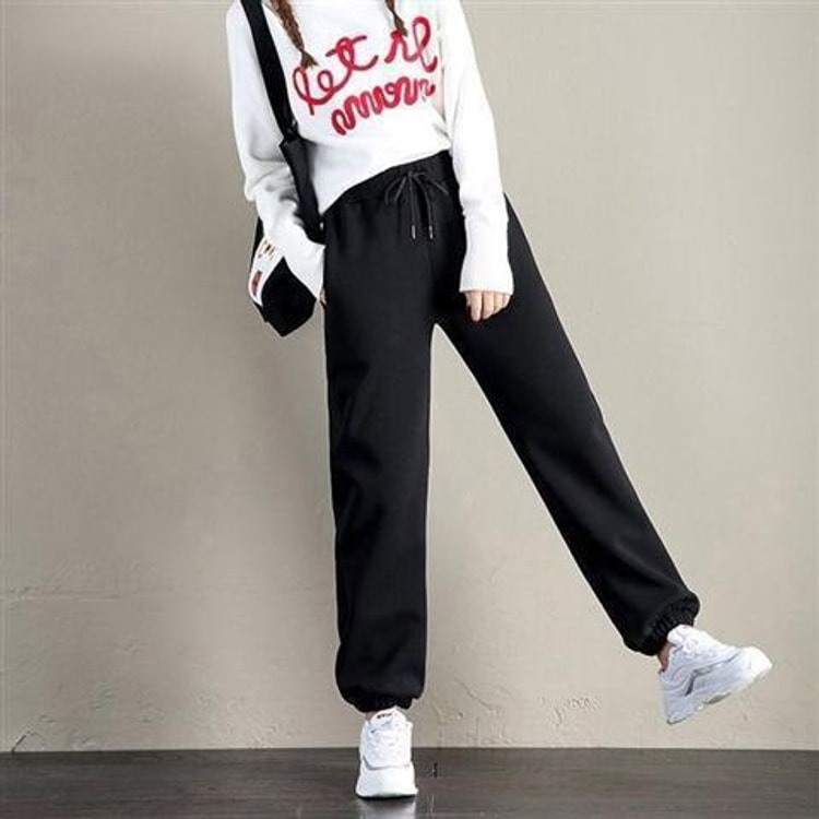 [Plus velvet thickening] new lamb velvet sweatpants Korean loose casual  trousers