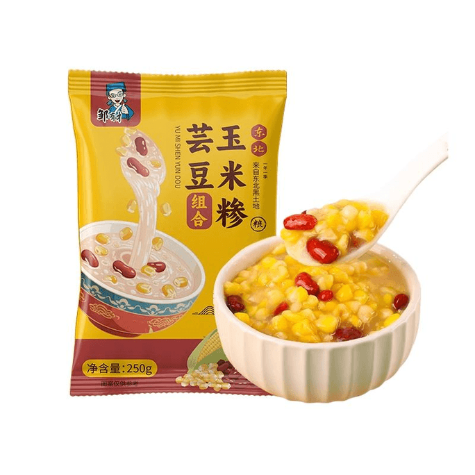 邹有才 东北粘玉米大碴子粥玉米粒糁笨碴子黏碴子红芸豆混合杂粮粥250g*1袋