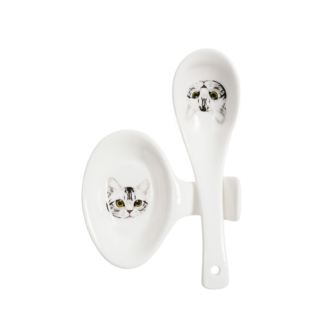Petorama Pet Portrait Porcelain Spoon & Rest Set - American Shorthair