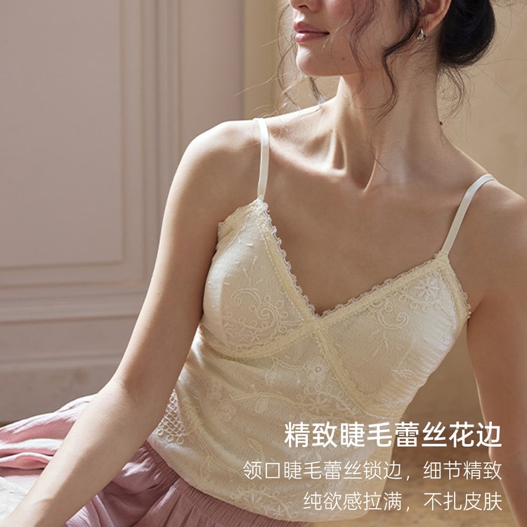 Camisole Champagne White L 1 Piece French Sheer Lace Bra Camisole 