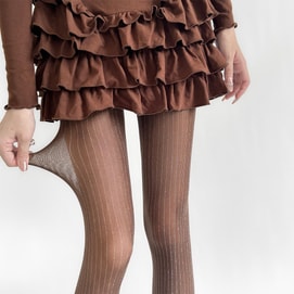 【中国直邮】 HSPM 秋冬bulingbuling银丝高级感竖纹叠穿辣妹性感打底裤丝袜 咖啡色 1个