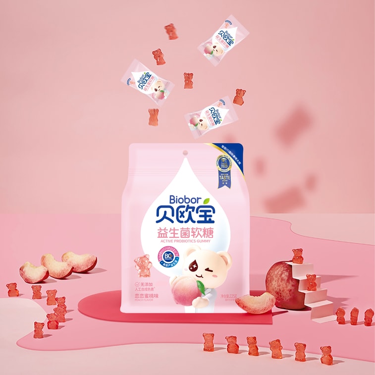 贝欧宝 水蜜桃味 活性益生菌小熊软糖儿童和幼儿健康营养零食 - 225 克 8