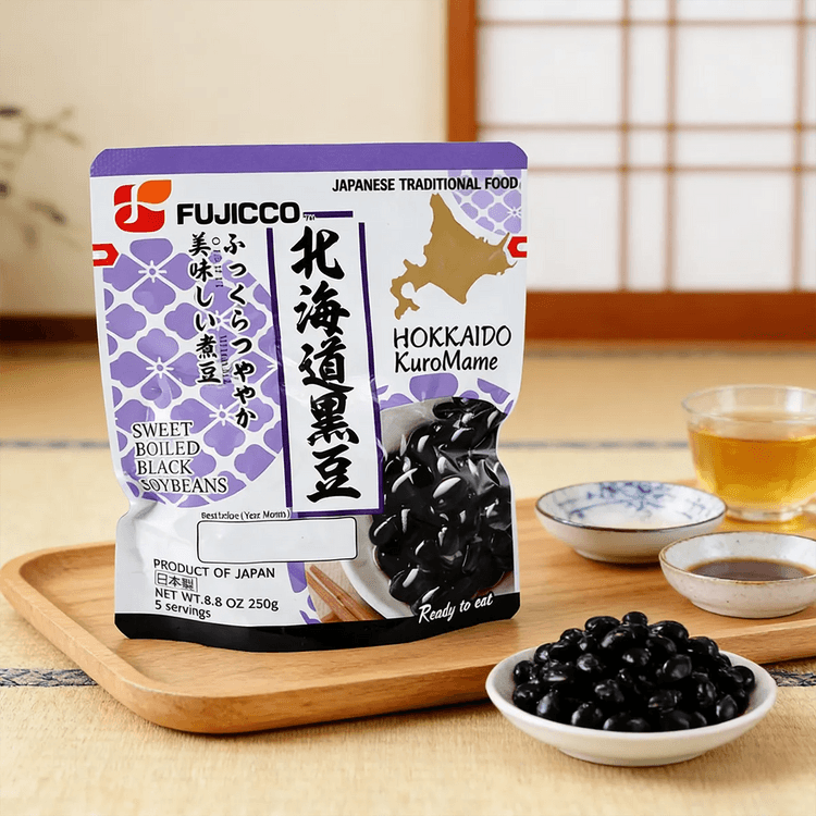 FUJICCO Hokkaido Kuro Mame - Sweet Boiled Black Soybeans, 8.8 oz
