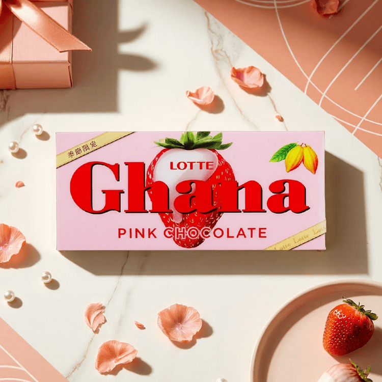 LOTTE Japan Ghana Pink Chocolate Strawberry Flavor ,1.59 oz