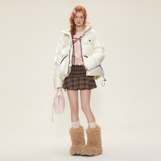 New Style Casual Hooded Versatile Short Down Jacket White S