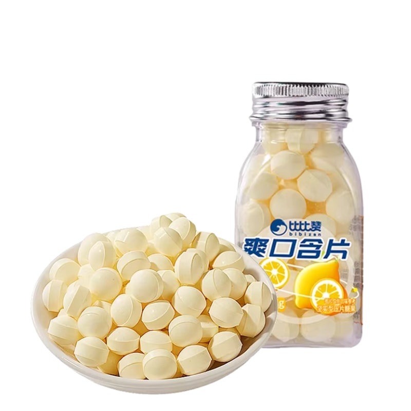 比比贊 爽口含片口氣清新檸檬味糖果休閒小零食40g/1瓶