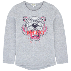 Kenzo Kids Girls Grey Tiger Logo Top 5Y