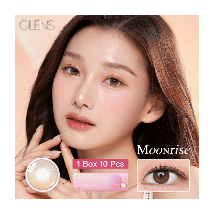 [중국 직배송] O-LENS 문라이즈 폰 브라운 1일용 일회용 콘택트렌즈 (소구경, 자연스러운 스타일), 1팩에 10개입 (한국)