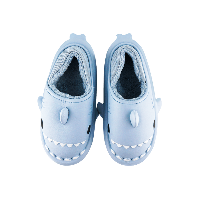 Shark Slides Slippers Unisex Waterproof Winter Warm Plush Comfy Sandals Non-Slip Blue 36/37