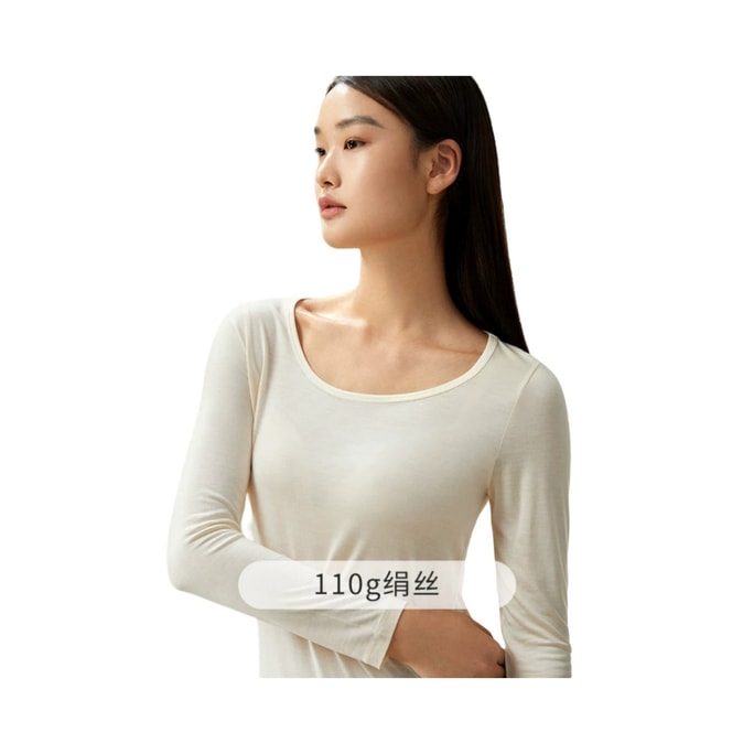 【中国直送】JINSANT ジンサンタ マルベリーシルク 秋冬 レディース ボトリングシャツ シンプル 防寒下着 NZFDC720# 肌色(バレエカラー) No.160M