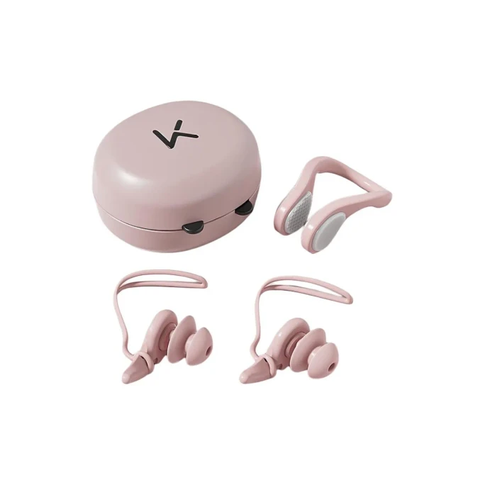 Swimming Earplugs Nose Clip Set Cherry Blossom Pink 1 Piece—Silicone Waterproof