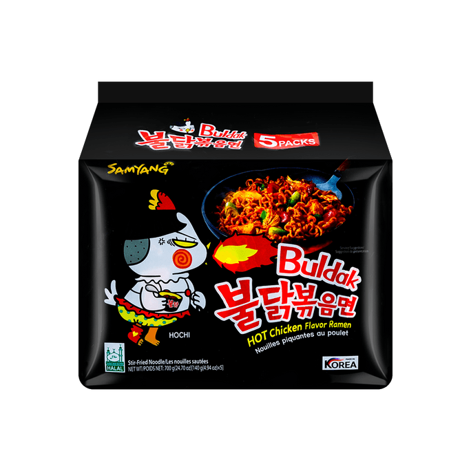 Korean Buldak Stir-Fried Ramen - Hot Chicken Flavor, 5 Packs* 4.94oz